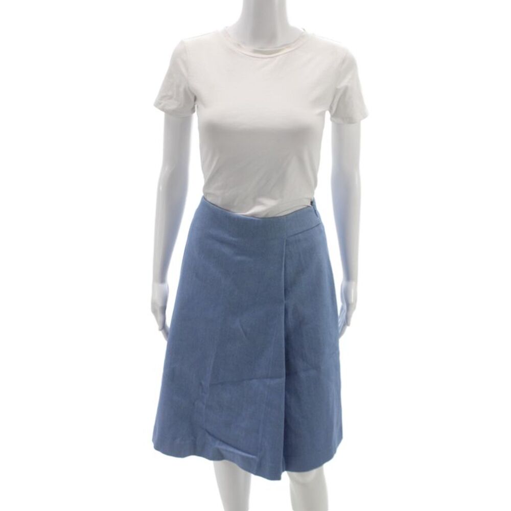 Adam Lippes Women Light Blue Cotton A-Line Knee Length Skirt Size 6